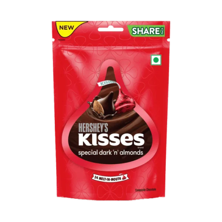Hershey's Kisses Dark Chocolate (Конфеты темный шоколад c миндалем) 33,6г (14шт в уп) ИНДИЯ