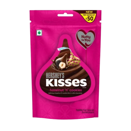 Hershey's Kisses Hazelnut'n'Cookies (Конфеты с фундуком и печеньем) 33,6г (14шт в уп) ИНДИЯ