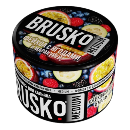 Бестабачная безникотиновая смесь для кальяна BRUSKO - Фейхоа с ягодами и маракуйей 50 гр Medium (М)