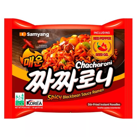 Лапша Samyang 140г Spicy Chacharoni острая с соусом из черных соевых бобов (40шт в уп)