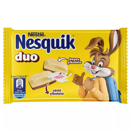 Nesquick DUO плитка белый и молочный шоколад 70гр (6шт в уп) ТУРЦИЯ