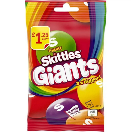 Драже Skittles Giants Fruits (Скитлс Гигант Фруктовый) 116г (14шт в уп) Соединенное Королевство