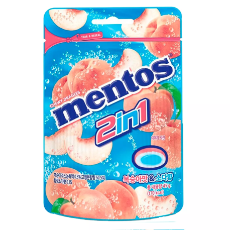 Конфеты Ментос DUO Персик и Содовая 45гр (10шт в уп) КОРЕЯ
